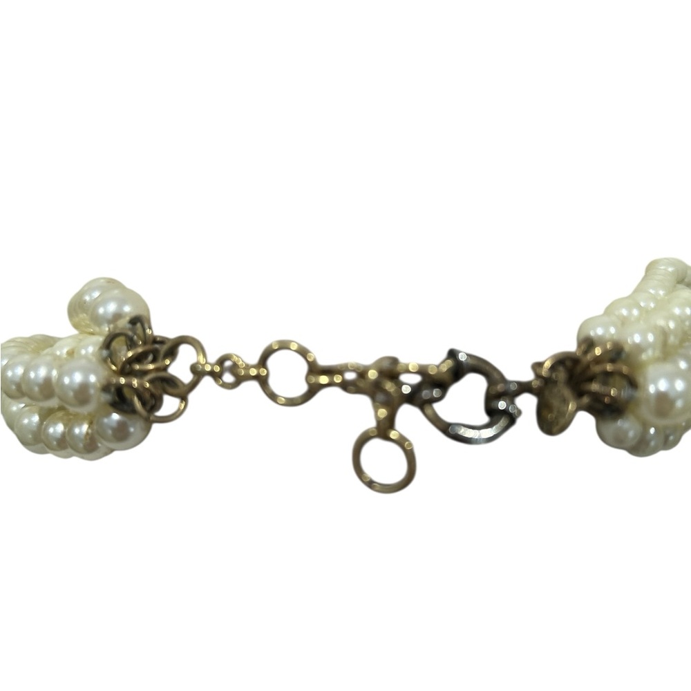 J. Crew Classic Cream Beaded faux pearl layered 5 multi strand Necklace marked - Picture 11 of 11